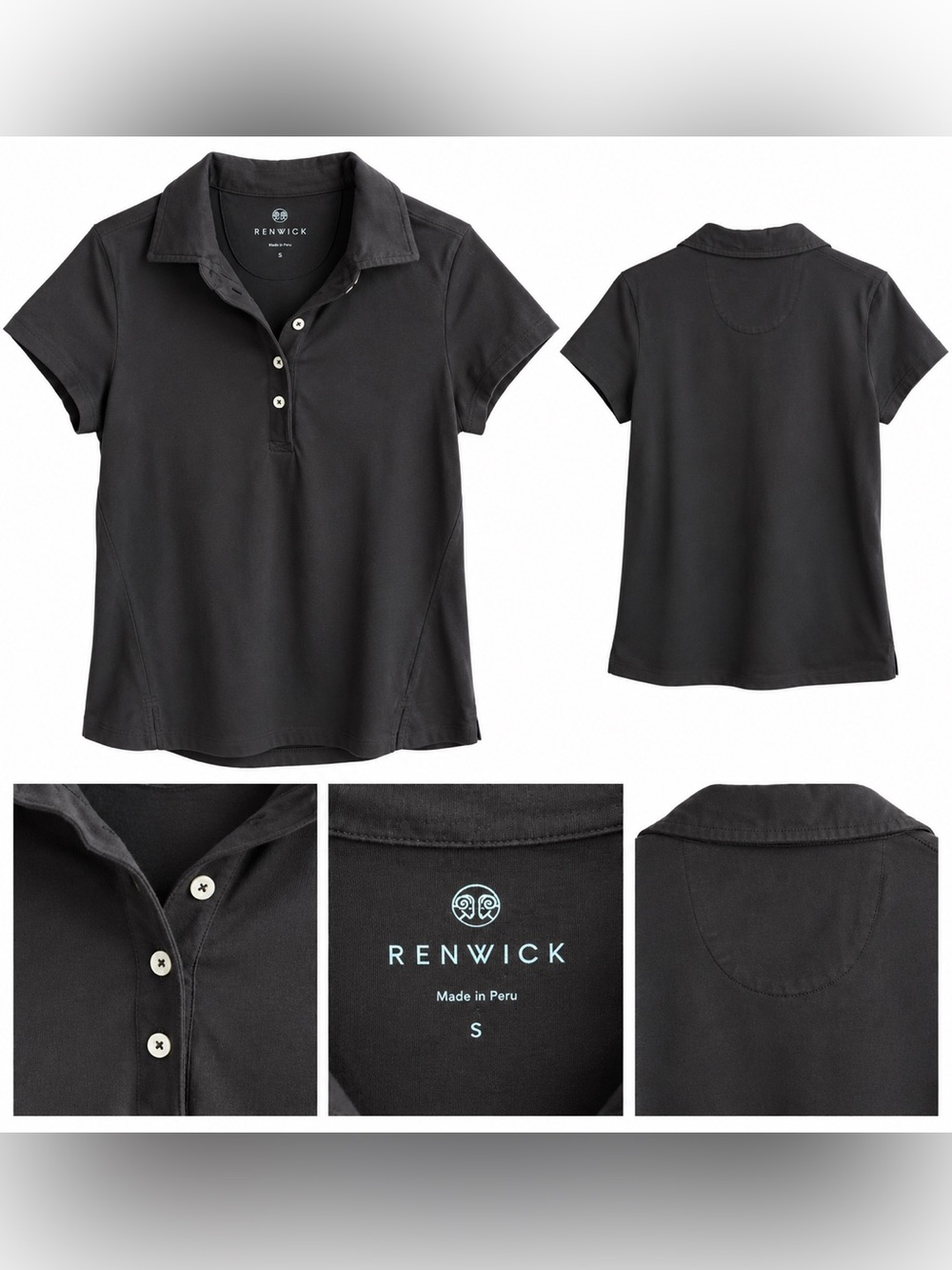 Renwick Black Short Sleeve Polo Shirt Size Small